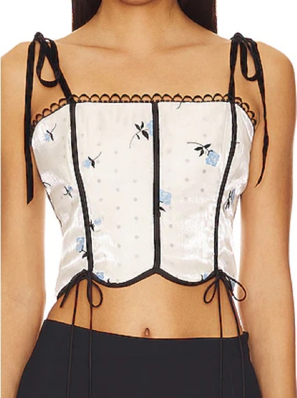 Lisette Corset Top Small For Love and Lemons Rose Velvet Polka Dot